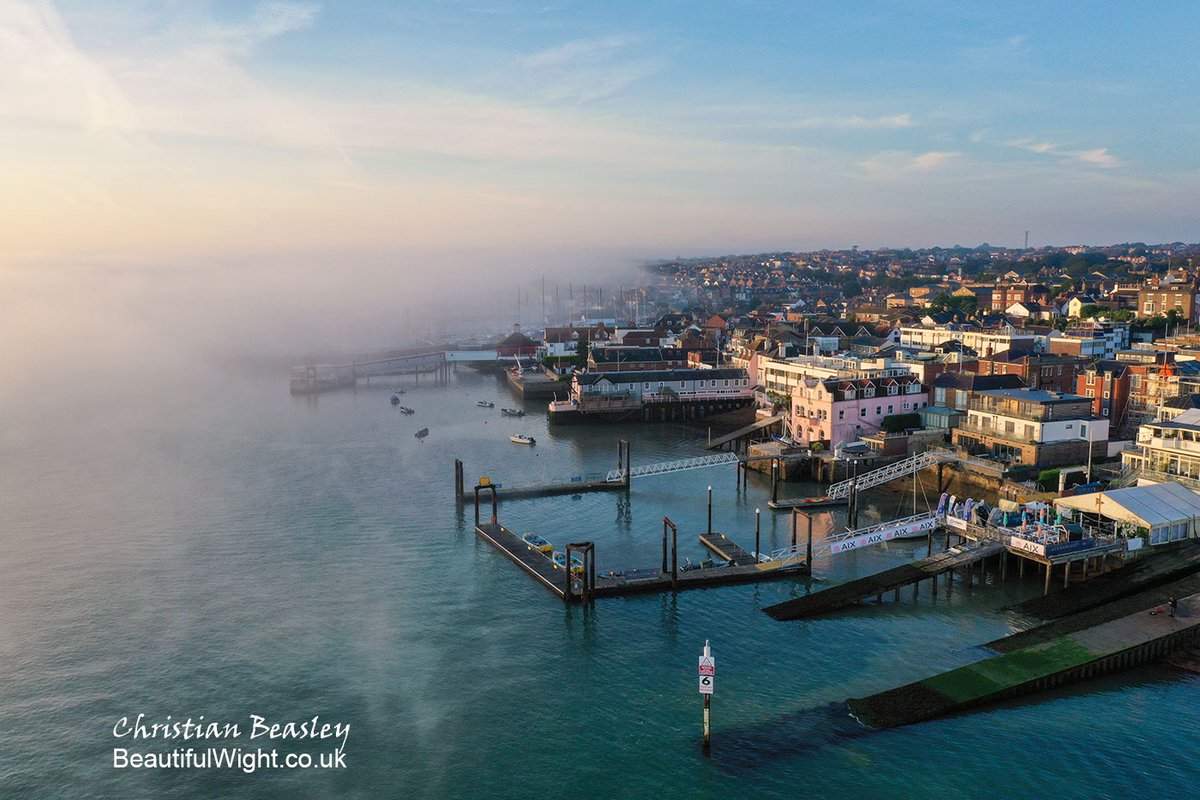Fog rolling towards Cowes harbour earlier this week.