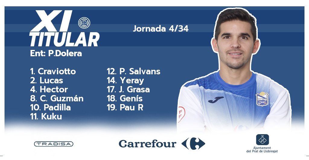 aeprat1945's tweet photo. [Primer Equip]

Aquesta es l'alineació per la quarta jornada de #2RFEF  🆚 @TerrassaFC 

#SomPotablava ⚽️🐔 https://t.co/Po1RwICjnP