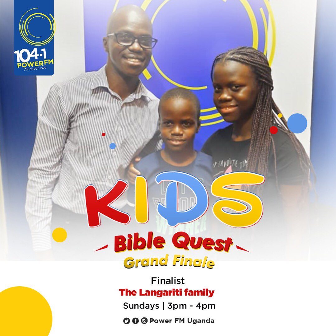 powerfmuganda's tweet photo. ONLY TWO FAMILIES REMAIN! 😂

Who will take home the #KidsBibleQuest Challenge grand prize - the Langaritis or the Kiryabwires? 

Find out at the finals this afternoon at 3PM! 

#AllAboutLove https://t.co/6rn4XCpCW8