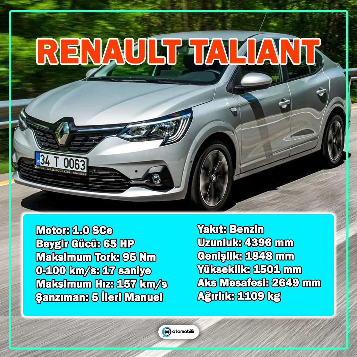 otomobilircom's tweet photo. Yeni #Renault Taliant 1.0 SCe 65 bg Teknik Özellikleri
Yeni #Taliant hakkında tüm detaylar: https://t.co/H7ylttlbxQ
Taliant Joy 1.0 Sce 65 bg Fiyatı: 181.900 TL
Renault Eylül Ayı Fiyat Listesi: https://t.co/lGjk52ifSH
#RenaultTaliant https://t.co/Jyld7j7LZx