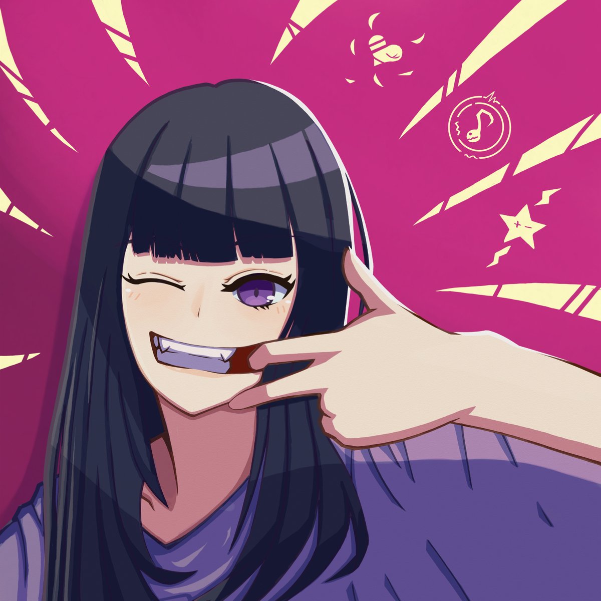 マル イラスト特訓中 前髪ぱっつん生意気少女 アイコンイラストの練習で描いたイラスト