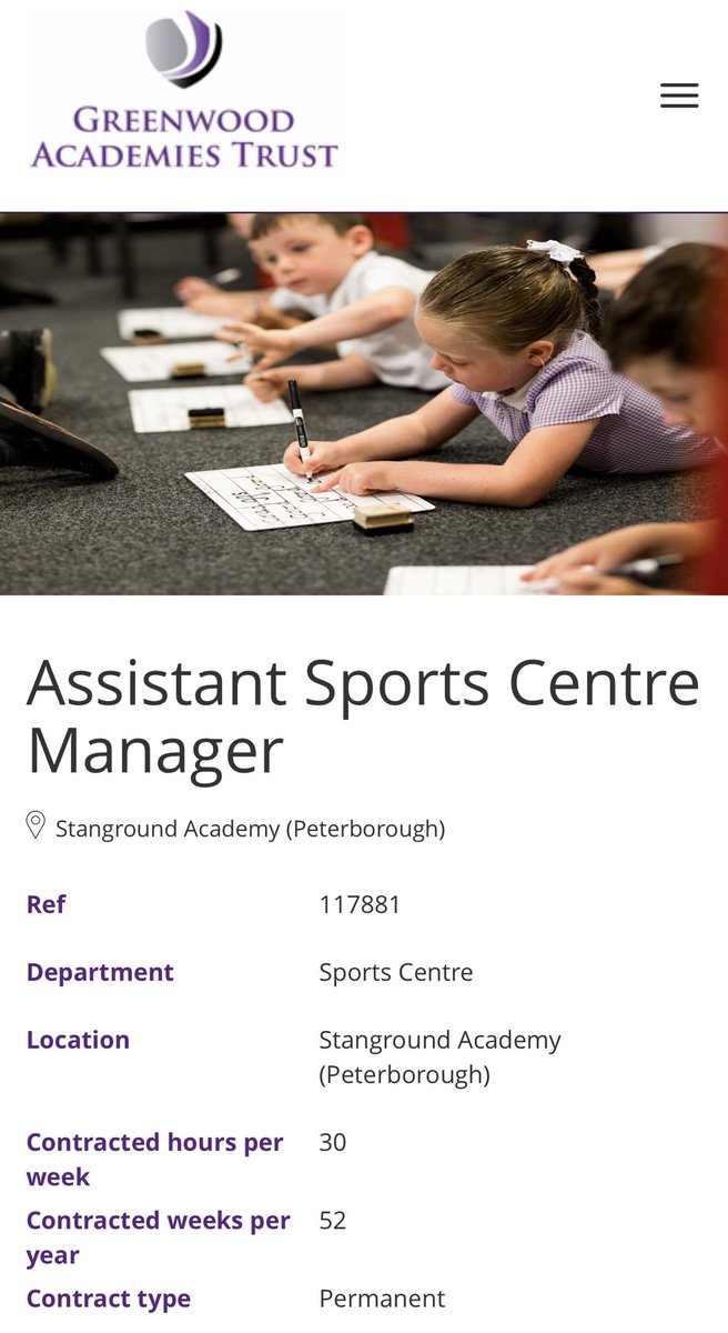We’re hiring! Do you know anyone that would be interested? Please share. Assistant Sports Ctr Manager app.kallidusrecruit.com/GreenwoodAcade…