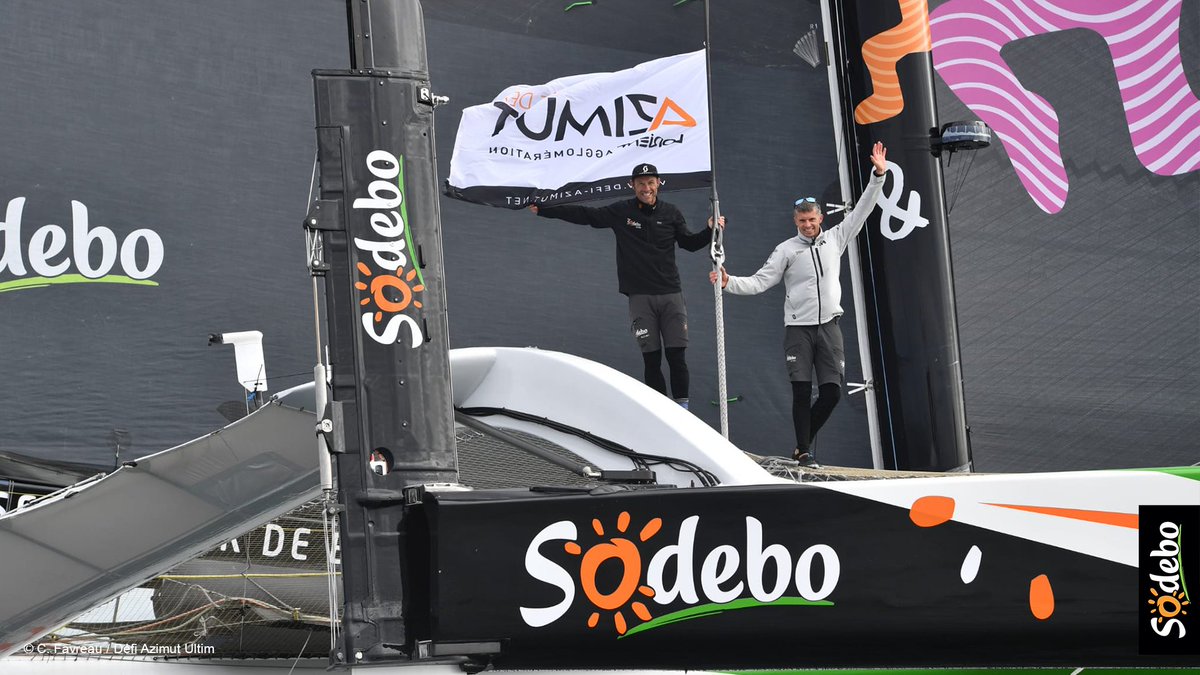 Sodebo_Voile's tweet photo. Top arrivée 🏁 !
#SodeboUltim3 vient de franchir la ligne d'arrivée du @defiazimut - Ultim en 2e position 💪🏻 après une belle bataille avec @VoileBanquePop le long des côtes bretonnes.
Une régate technique, riche en manœuvre dans une météo compliquée ⛈️ ! https://t.co/o4MzxxxdoZ