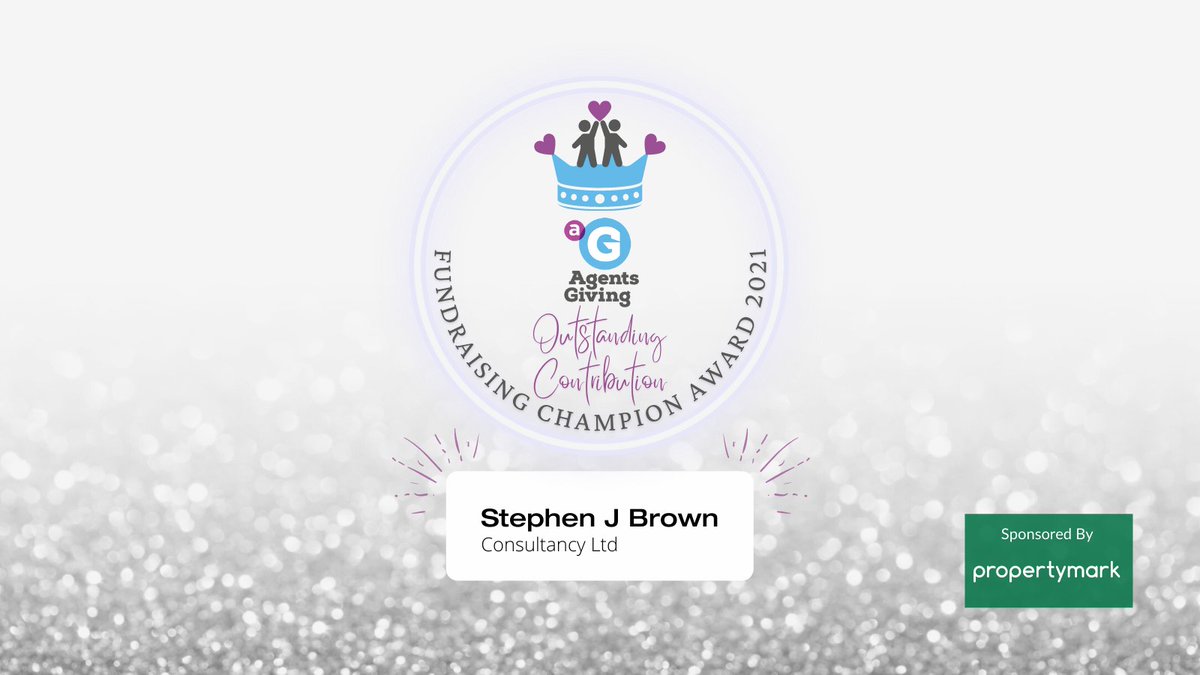 Agents_Giving's tweet photo. A huge congratulations to @stephenbrown54 #StephenJBrownConsultancy for winning the @Agents_Giving Fundraising Champion Award for 'Outstanding Contribution' sponsored by @PropertymarkUK https://t.co/LJ6BTvHtC0