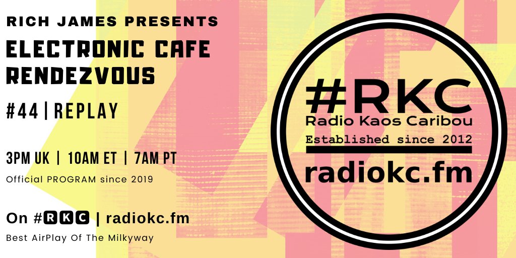 RadioKC's tweet photo. TODAY

🕒3PM UK⚪10AM ET⚪7AM PT

@ElecCafe #Rendezvous

EPISODE #44 | #REPLAY

⬇️Details⬇️
🌐 https://t.co/9zEYu4ihGU

📻 #🆁🅺🅲 featuring

Emerge1 (@danhallmusic1 x Charlotte Henry) | @montagecollect1 | @teknomakrus | @Isynthesist | @karm3ll x @DVox83 

.../... https://t.co/Gdt127whdF
