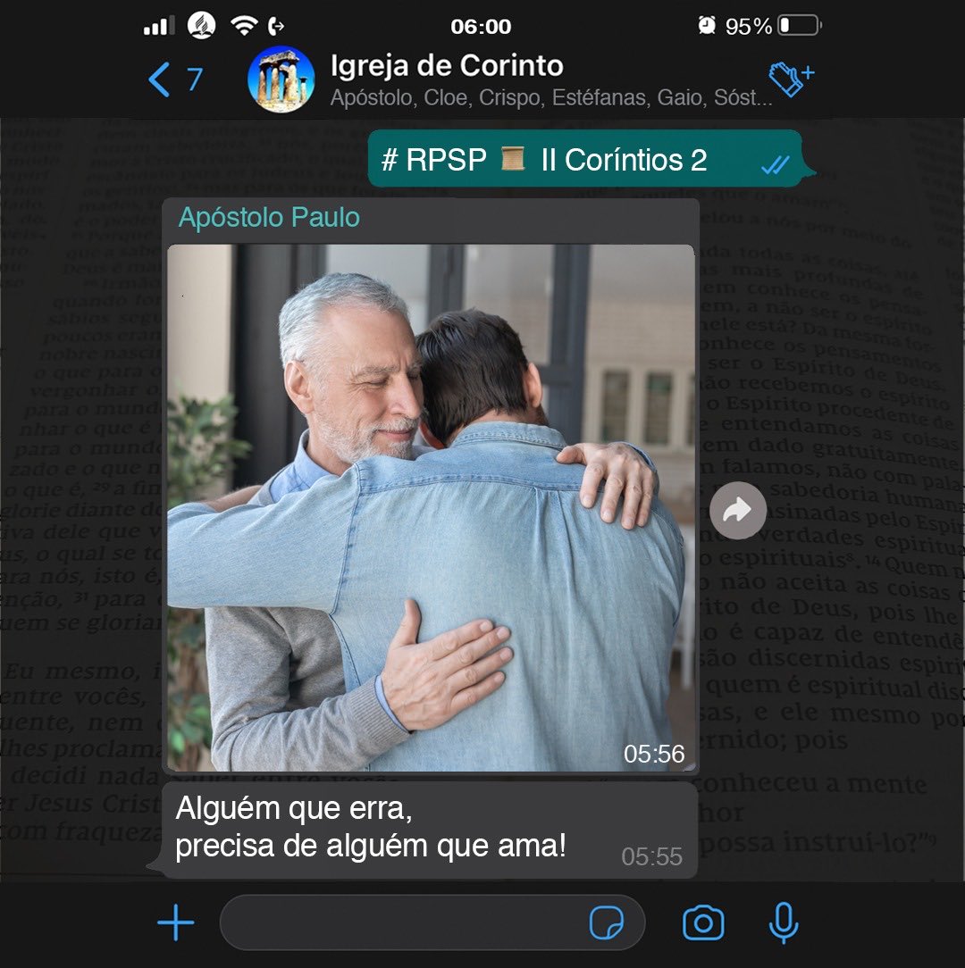 prdavifranca's tweet image. #rpSp | Quem semeia o perdão colhe o amor! 
#2Coríntios2 #CRMissão #PrimeiroDeus #UmaVozdeEsperança #TodosPelaPalavra #EuVou
