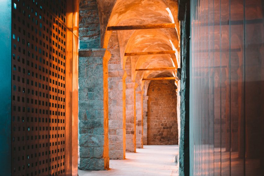 InteriorPH_JO's tweet photo. French studio AMELIA TAVELLA ARCHITECTES renovated and extended a 15th-century convent on the island of Corsica, adding a perforated copper volume. #design #architectureporn #interiordesign https://t.co/NjuXa4O5pa