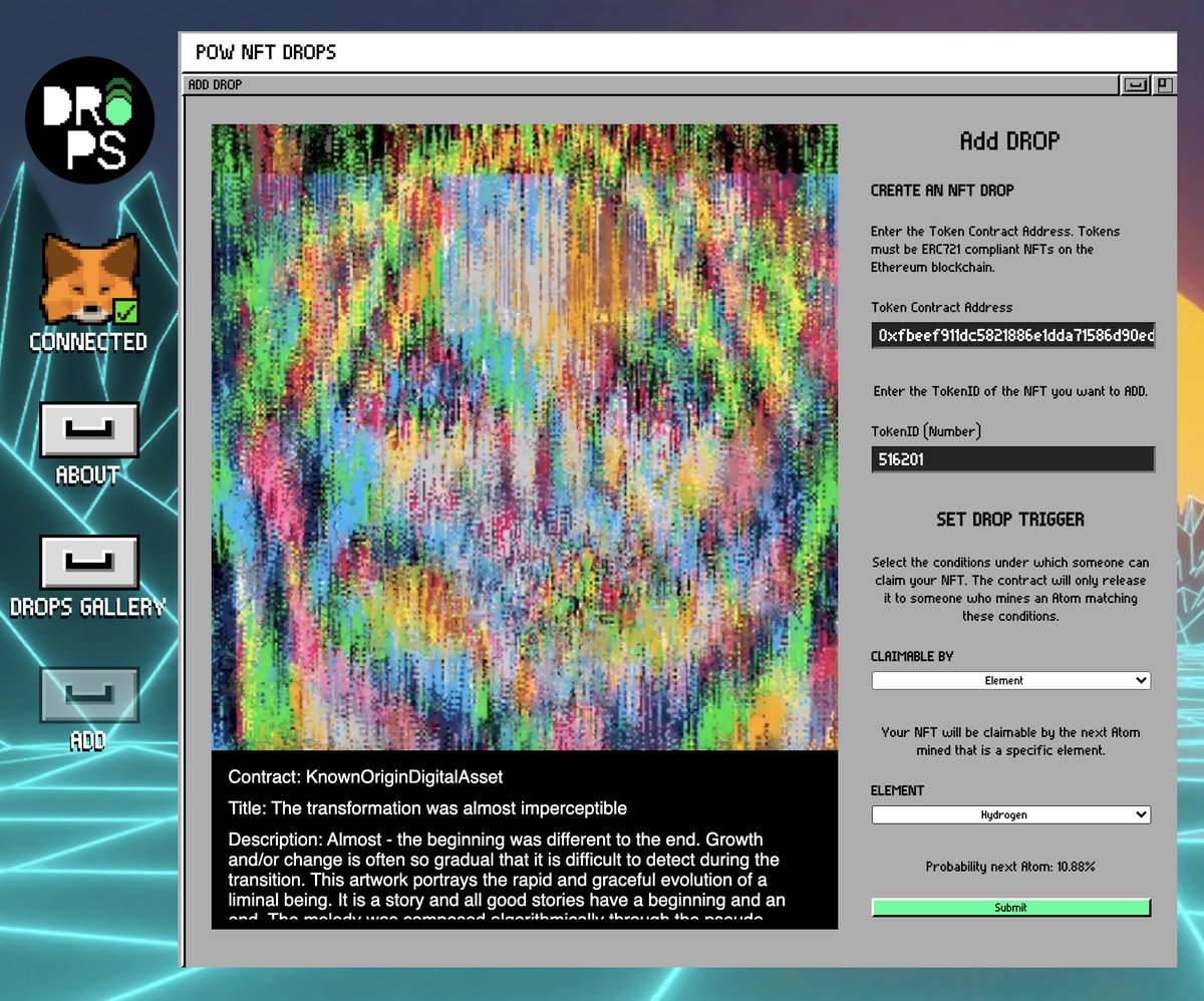 GhostAgent_OG's tweet photo. #NFTArtists 🥰
POW NFT DROPS is in pre-launch. https://t.co/bBNm0NitJH

Contract deployed
You may now ADD DROPS – ERC721 only

POW NFT DROPS uses as a TRIGGER a specified mint event of the mineable  #ProofOfWorkNFT to release your CLAIMABLE airdrop 

free + gas (now 0.0086eth) https://t.co/g0FIH6iwpb