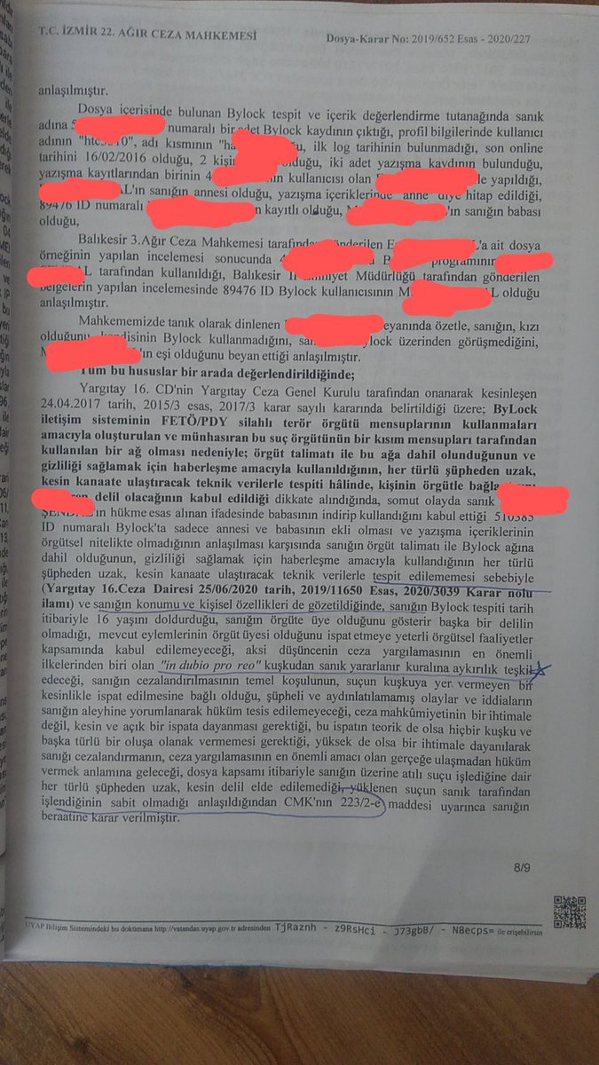 insan_hukuk's tweet photo. YARGITAY; Yazışma içeriklerine göre örgütsel amaçla kullanılmayan bylock programı nedeniyle MAHKUMİYET verilemez.

Yargıtay kararı doğrultusunda verilen Ağır CM kararı;Yazışma içeriklerine göre örgütsel amaçla kullanılmayan bylock programı nedeniyle ilgiliye mahkumiyet verilemez. https://t.co/LOJkzo6ERa