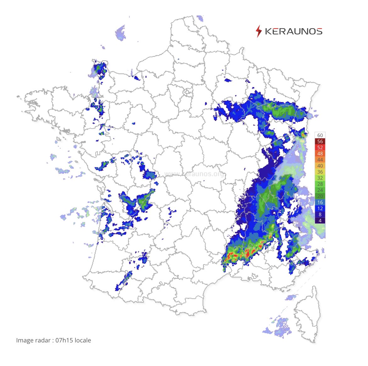 #Orages quasi stationnaires actuellement entre le #Gard, le #Vaucluse et la #Drôme ! Des #inondations sont en cours localement dans le sud du #Gard. Près de 50mm de précipitations relevées en 1h dans le nord du département. ->  