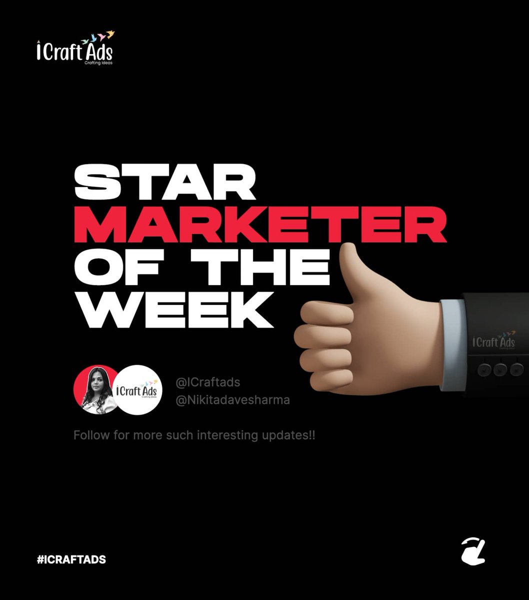 iCraftAds's tweet photo. 🌟 Star Marketer Of the Week 🌟 
. 
What’s trending in your favourite brand? 🤩 
. 
Have you look at how brands reacted on latest release of iphone 13?😍 
. 
Be with us = Be with trend 😄 
. 
Follow and keep checking on us 😉✅
#socialmediamarketing #iPhone13Pro
#socialmediatips https://t.co/L7W2LuFhpJ