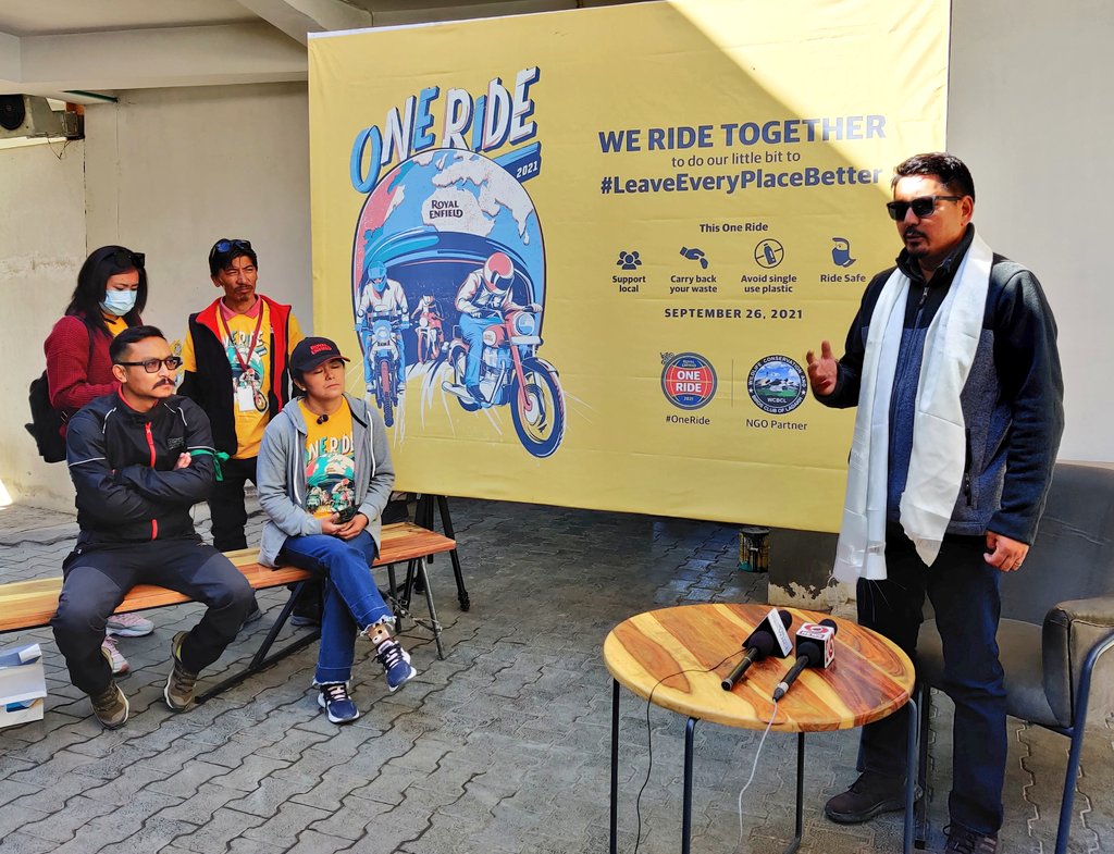 LAHDC_LEH's tweet photo. CEC @tashi_gyalson flags-off #OneRide campaign under the CSR initiative of @royalenfield with the support from #WCBCL in #Leh today.
The campaign aims to raise awareness on eco-responsible tourism, safety ride & supporting local economy in the region.
@DIPR_Leh @ddnewsladakh https://t.co/PtLJwpHykW
