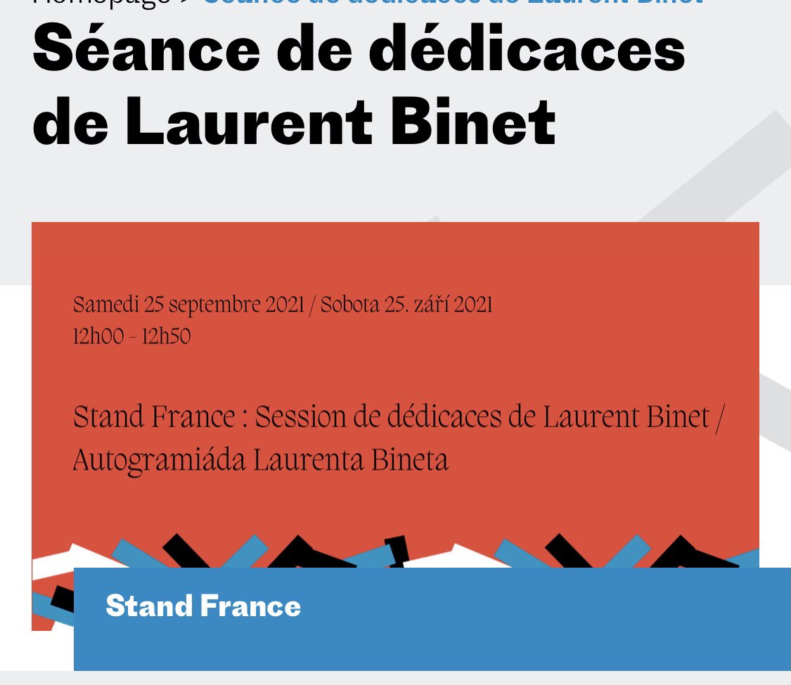 ChantalBAZIRE's tweet photo. Aujourd’hui, Séance de dédicaces de @LaurentBinetH , invité au stand France de @svetknihypraha par @IFPrague https://t.co/vaLCiVCz8x