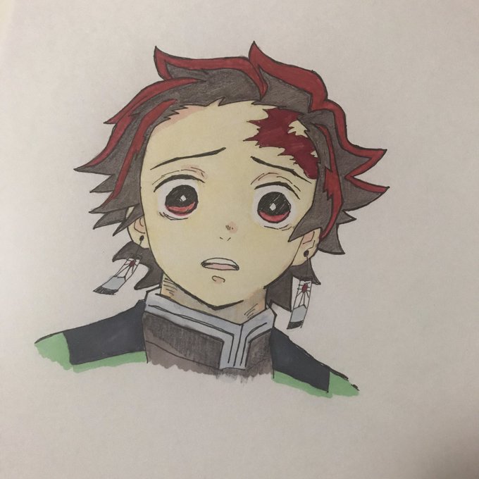 hughさんがTwitterに投稿した竈門炭治郎(鬼滅の刃)のイラスト。