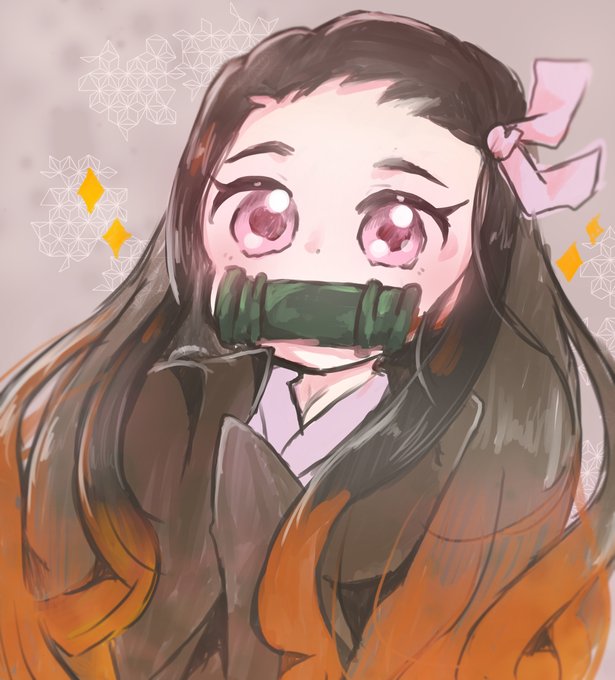 睦海氷魚（ひお）ウナウナ8さんがTwitterに投稿した竈門禰豆子(鬼滅の刃)のイラスト。