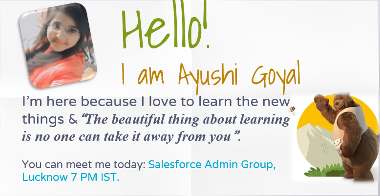 AyushiGoyal2502's tweet photo. Excited to attend the Salesforce Admin Group, Lucknow, India meeting on Sep 26, 2021! 

You can Join me #TrailblazerCommunity https://t.co/W21FfoIky8

@salesforce @LucknowSfGroup @vivekgupta_ #TrailblazerCommunity #LKOSFCommunity https://t.co/aSzrfmT6LD