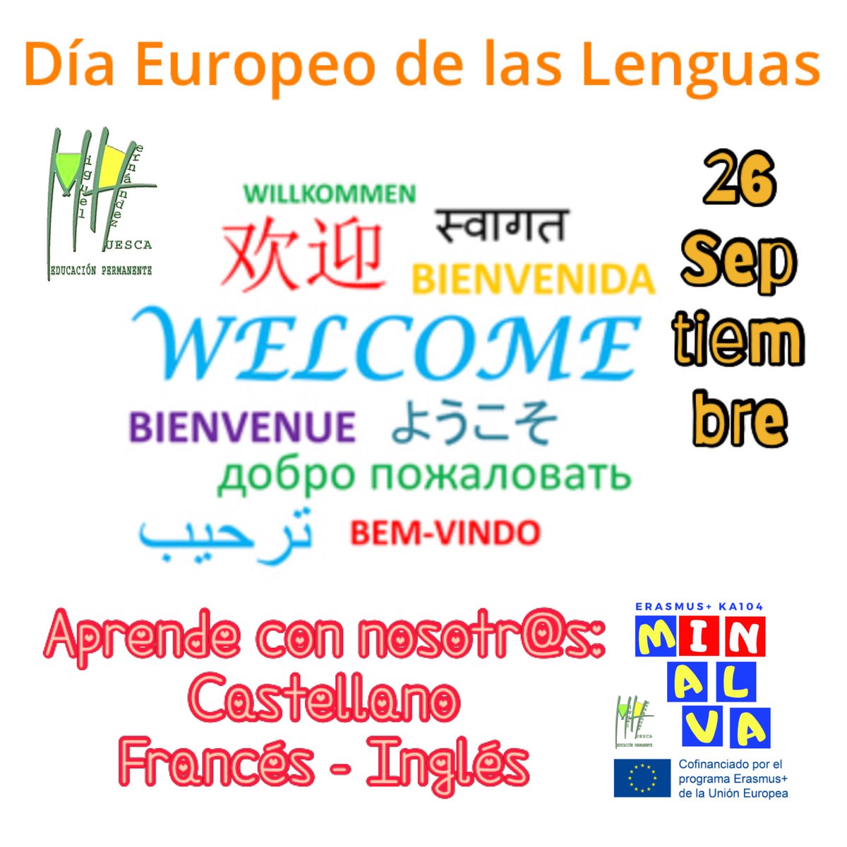 adultoshuesca's tweet photo. #díaeuropeodelaslenguas #EuropeanDayofLanguages 
El #consejodeEuropa anima a aprender otras lenguas a cualquier edad, dentro y fuera de la escuela. Aportamos nuestro granito de arena con cursos de #castellano #francés e #inglés #cpepamhhu #minalva  @EPALE_ES @sepiegob @EPAAragon https://t.co/W6MRLJmZeA