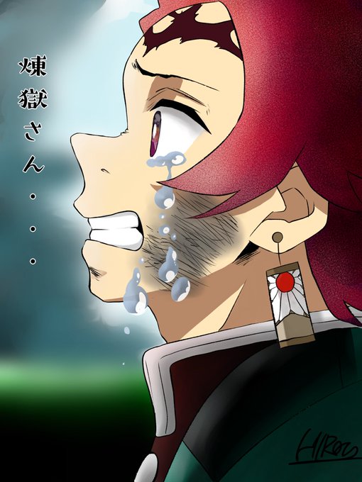 スナックママの息子さんがTwitterに投稿した竈門炭治郎(鬼滅の刃)のイラスト。