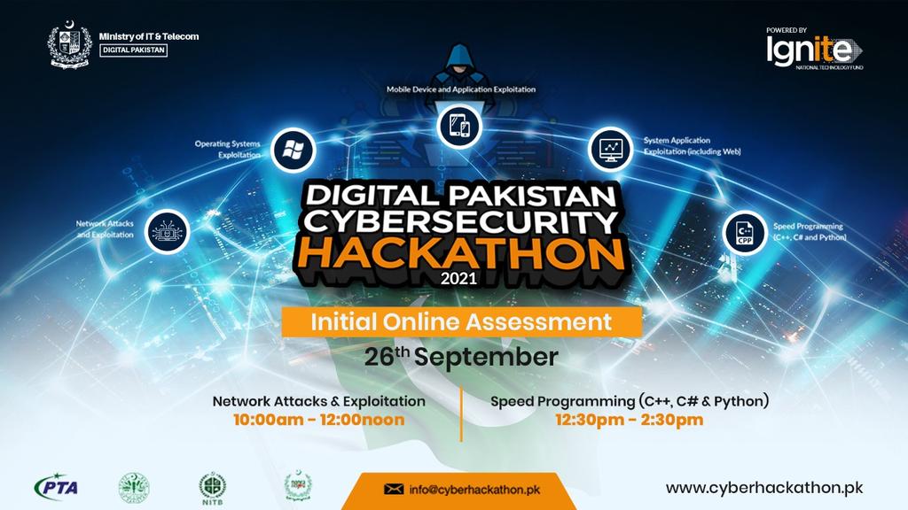 IgniteNTF's tweet photo. #HappeningNow
Initial Online Assessment - Digital Pakistan Cybersecurity Hackathon 2021.
Best of luck to the participating teams.
#cybersecurityhackathon21 #hackathon #cybersecurity #DigitalPakistan #MOITT https://t.co/jCX4a39hsA