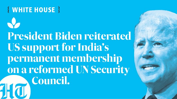 htTweets's tweet photo. US President Joe Biden has reiterated America’s support for India’s permanent membership on a reformed United Nations Security Council and its entry into the Nuclear Suppliers Group 

#HTFirstVoiceLastWord 

Read: https://t.co/iwwoUaLiql https://t.co/QfZUz5XKCp