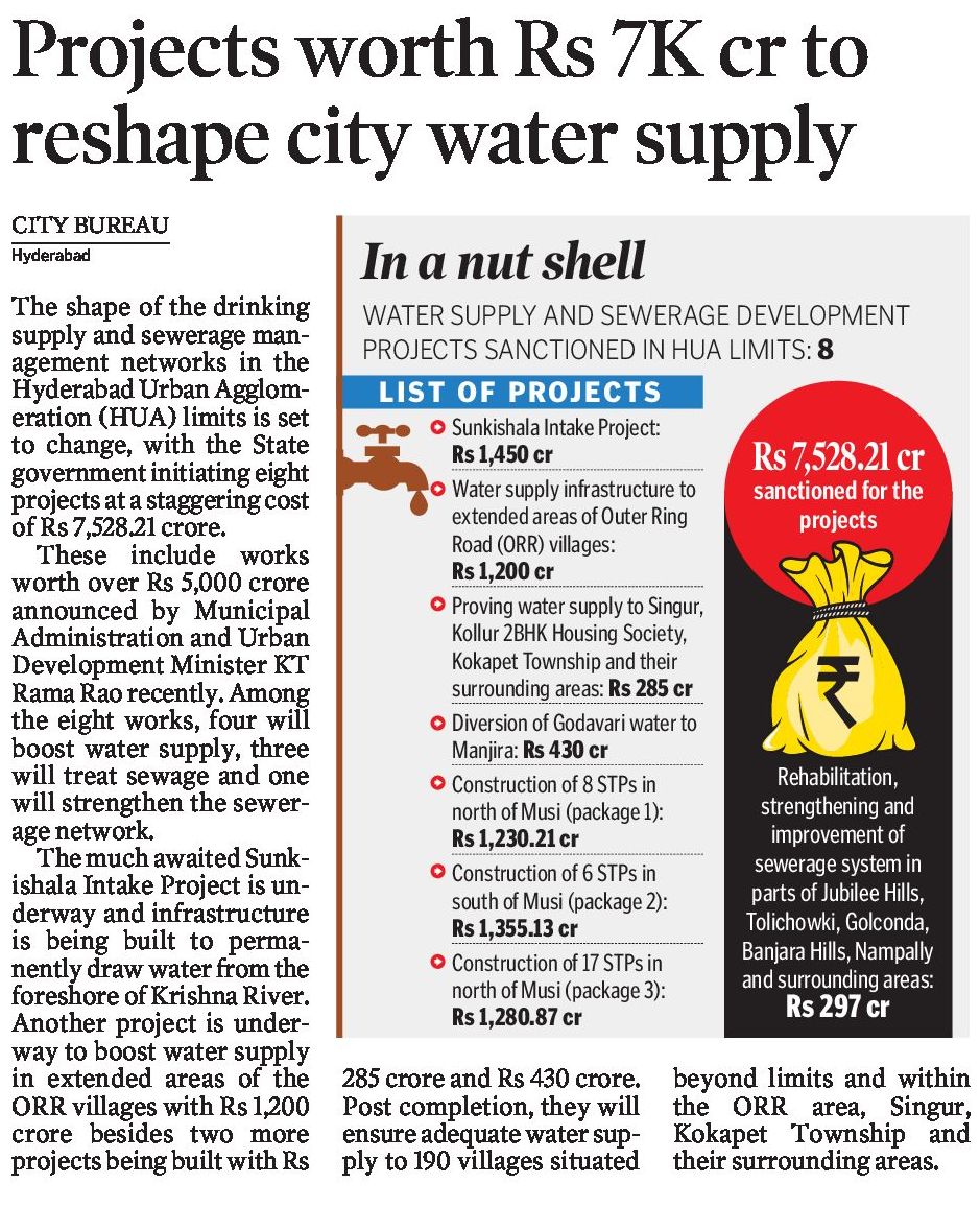 Happening_Hyd's tweet photo. Projects worth Rs 7,000 cr to reshape #Hyderabad water supply. https://t.co/yFHHKy8MEV