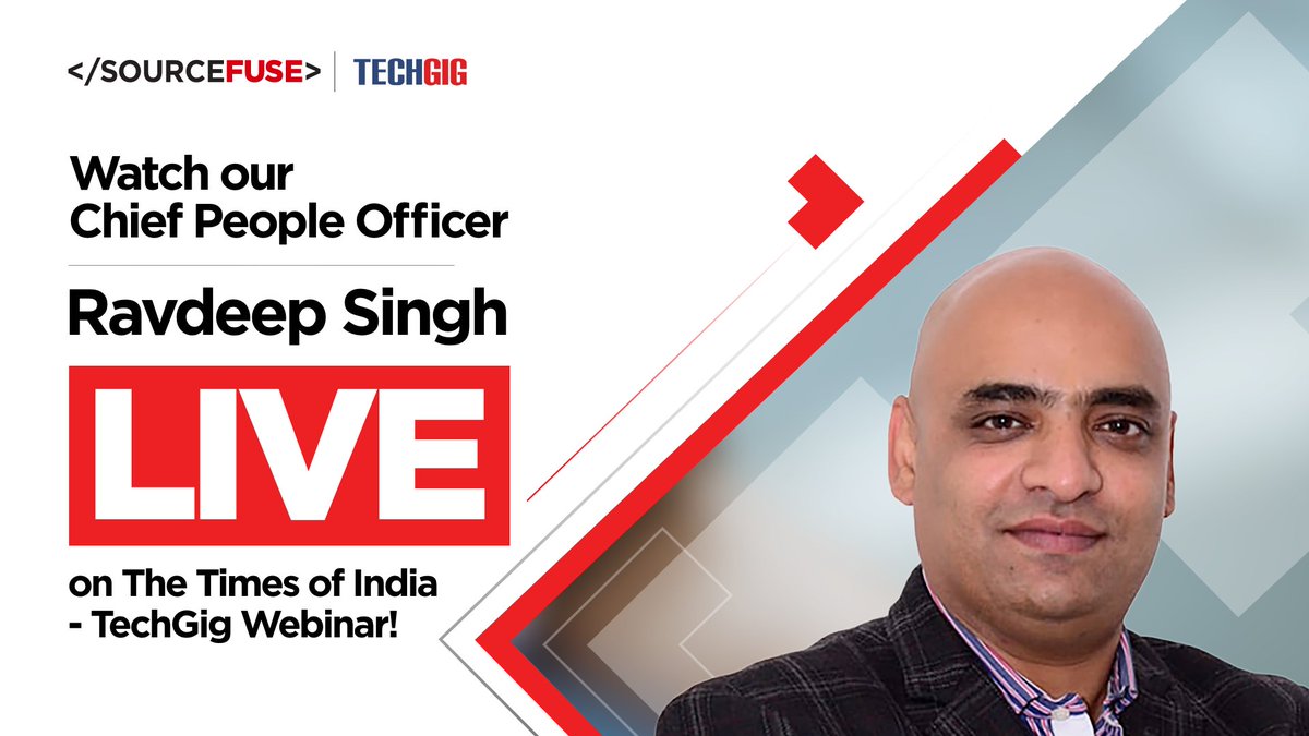 SourceFuse's tweet photo. We are going live with #TechGig! Watch our Chief People Officer, #Ravdeep Singh, tomorrow (27th Sept) at sharp 12:00 PM talk about creating an impactful #technical #hiring experience and more. Watch Here: https://t.co/pYg9UgFGig
@techgigdotcom @TOI #Technology #TechCommunity https://t.co/ZcMtczBy7i
