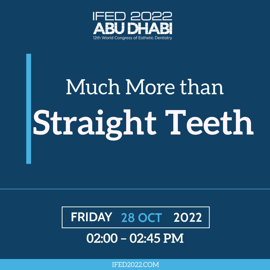 Ifed2022's tweet photo. Join us in a lecture discussing "Much More Than Straight Teeth" by Dr. Dan Grauer received his DDS and Orthodontic Certificate in Barcelona, Spain

Register now: https://t.co/RkmyouJJ6k

#IFED2022 https://t.co/qhLVP0FwwR