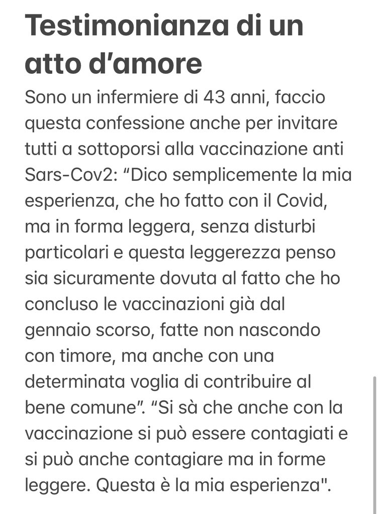 Testimonianza di un atto d’amore 

#Covid_19 #coronavirus #vaccinazione #infermiere