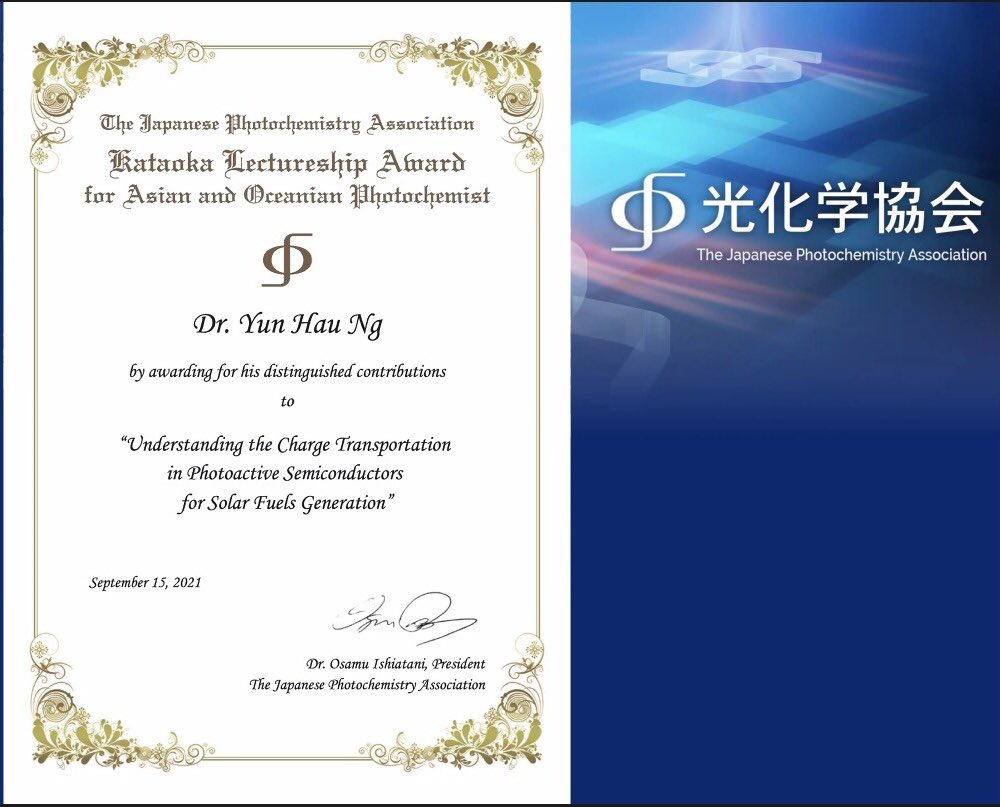 Yun Hau NG CAREnergy_Lab@CityU (@nergycare) on Twitter photo My great honour to receive Kataoka Lectureship Award 2021 from the Japanese Photochemistry Association. As I was educated in Japan (<a href="/osaka_univ/">大éŖå¤§å¦</a>) >10 years ago, this award has special meaning to me at many levels. We will continue to study #photocatalysis & #solarfuel. <a href="/SEE_CityU/">School of Energy and Environment, CityUHK</a> My great honour to receive Kataoka Lectureship Award 2021 from the Japanese Photochemistry Association. As I was educated in Japan (<a href="/osaka_univ/">大éŖå¤§å¦</a>) >10 years ago, this award has special meaning to me at many levels. We will continue to study #photocatalysis & #solarfuel. <a href="/SEE_CityU/">School of Energy and Environment, CityUHK</a>