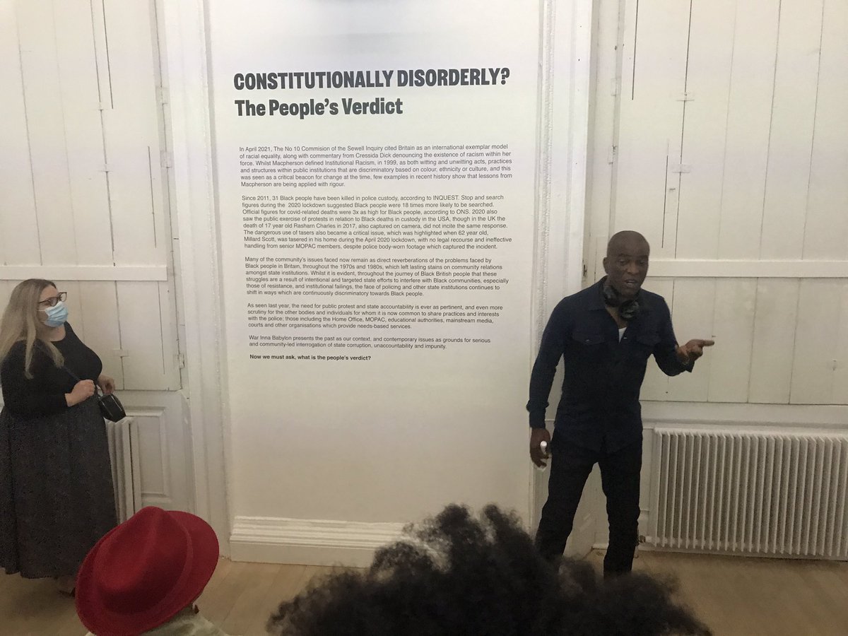 cockneyrebelx's tweet photo. Massive thanx:
@StaffordScott_ @tottenhamrights @KamaraAdanna  @ForensicArchi

For one helluva eye opening exhibition #WarInaBabylon

LAST day to witness &amp; quick learn exactly how out of control the corrupt/brok-up ‘organised ruling class gangs’ &amp; lickspittles run tings in HMPUK! https://t.co/QCBMbEfnyd