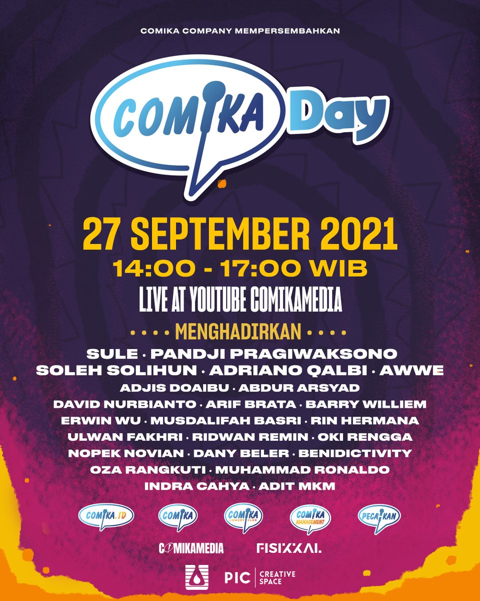 txtdaricomika's tweet photo. Friendly reminder dari mimin buat kamu supaya nggak lupa besok ada Comika Day!
Selain menonton presentasi membedah unit unit di Comika lebih dalam, kamu juga bisa menonton talkshow kocak bersama para komika yang tentunya sudah piawai membuatmu terbahak bahak. ๐
#ComikaDay https://t.co/eHYKkAmvRn