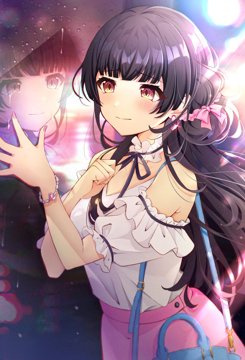 nidu4s's tweet photo. https://t.co/RjyrvooZY0 #idolmaster #idolmaster_shiny_colors #mayuzumi_fuyuko #umeume_totoya #single #long_hair #tall_image #blush #fringe #breasts #black_hair #standing #brown_eyes #looking_away #nail_polish #blunt_bangs #fingernails #night #off_shoulder #sparkle #tears https://t.co/3Ye2PT27Hc