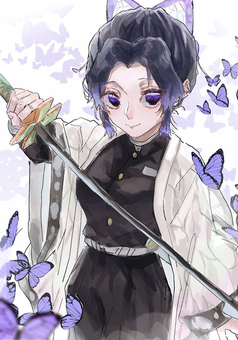 まるいやつさんがTwitterに投稿した胡蝶しのぶ(鬼滅の刃)のイラスト。