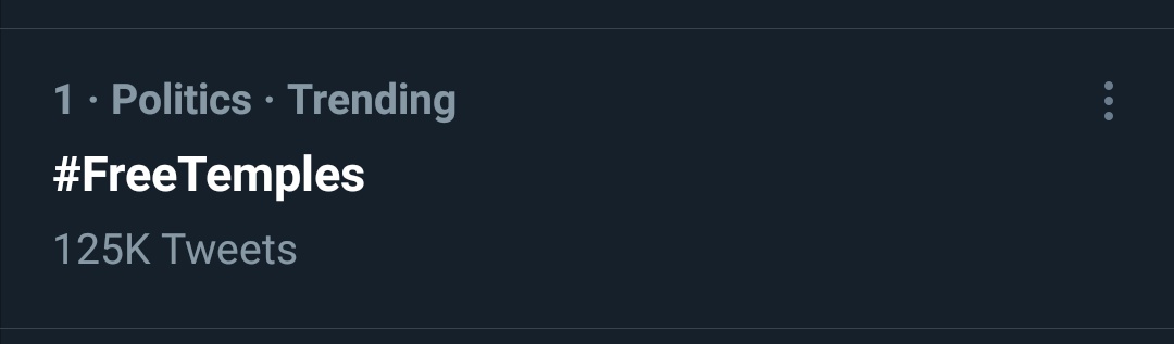 ShubhamSourabh2's tweet photo. Finally Trending number 1 ❤️

well done @randm_indianguy 
 #FreeTemples https://t.co/o23EDBNao8