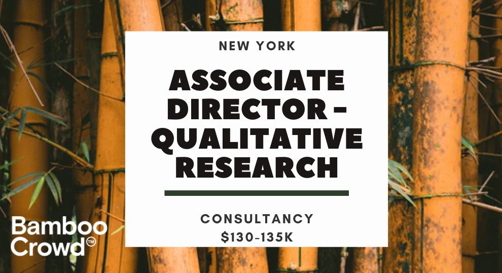 ASSOCIATE DIRECTOR - QUALITATIVE RESEARCH - New York- Join a team of qual researchers &amp; brand strategists that focus on clients within the CPG space. Help clients find ways to innovate brands, &amp; look downstream in the designs for their physical products. buff.ly/3AKw5m0