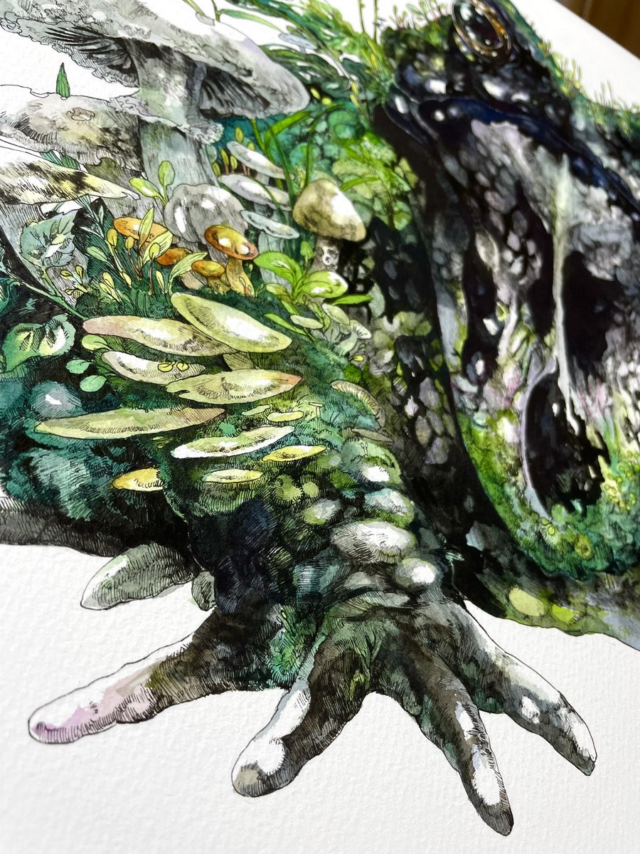 巌 F8号 H380 W455mm 水彩紙 水彩 ペン マツダケン マツダケン 1 2米子個展のイラスト