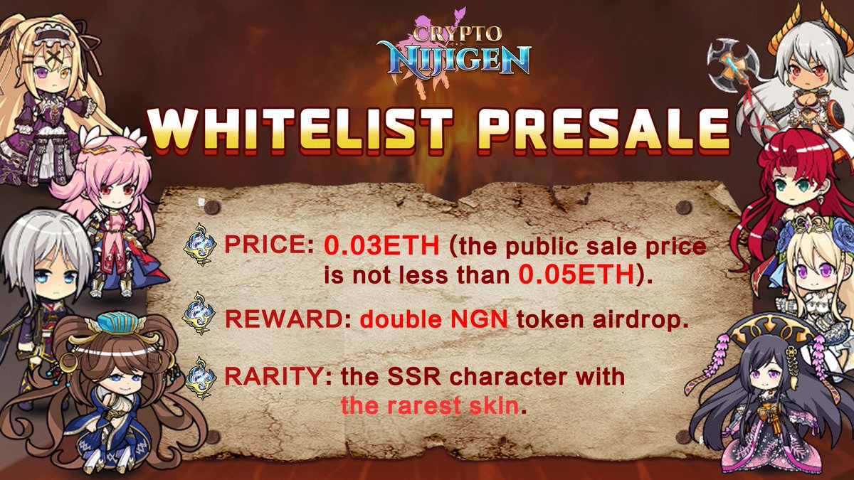 CryptoNijigen's tweet photo. The pre-sale #Whitelist of Crypto Nijigen Girls (CNG) #NFTs is open now!🚀🚀🚀
🗓️Closed at: Sep.29th
The 🔝 10 with the highest points can get NFT rewards.
👉Whitelist link: https://t.co/MSazQHw2na
Come on! Complete the tasks in the link to earn points❣️ https://t.co/wii4UzCvbf
