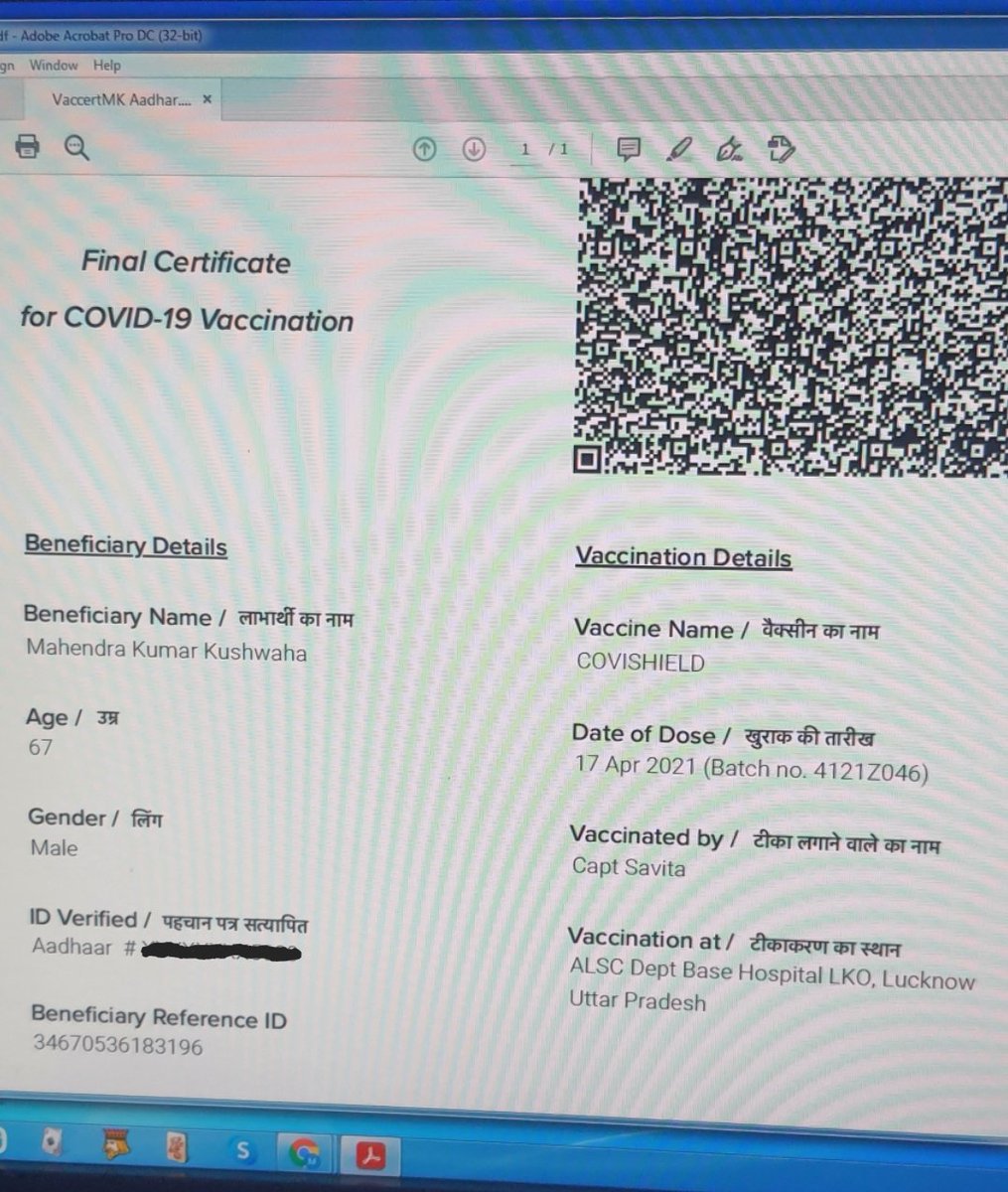 mkk31020's tweet photo. @MoHFW_INDIA Details in my vaccination cert after linking with passport don't match with those in original which was made with aadhar as ID. Executuve on Tollfree number didn't resolve problem. See for yourself and issue corrected certificate https://t.co/1YabYSqa5f
