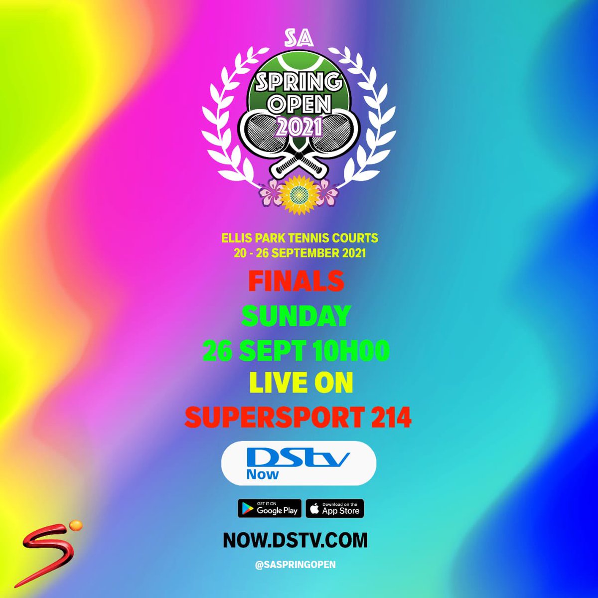 SASpring_Open's tweet photo. It’s come down to the last day of the 2021 #SASpringOpen! 🎾🌸 

Catch the @worldtennis $25k World Tour Men and Women’s Singles finals LIVE from 10h00 on SuperSport 214! 

#SASpringOpen #SASO2021 
#SpringtimeTennis #Tennis4All https://t.co/fbxvBtrYyf