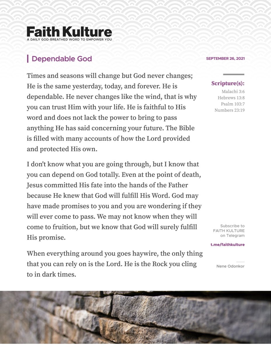 icgcworldwide's tweet photo. He is the Dependable God. #FaithKulture https://t.co/DjW1yD61mI