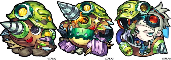 【お知らせ】
『モンスターストライク』にて
モグディガー(進化前・進化・神化)のデザイン・イラストを担当いたしました!
メカニックのエミルはゴーグルと前髪でドクロを模したデザインになっています。
モグディガーのSSボイスって中でエミルが言ってんですかね…🤔
#モンスト #モンスト作品公開 