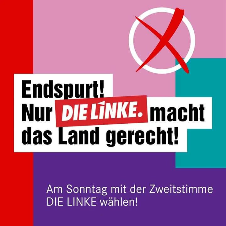 Heute gilt es: #machtdaslandgerecht mit der #Zweitstimme für @dieLinke #jetzt #Bundestagswahl21