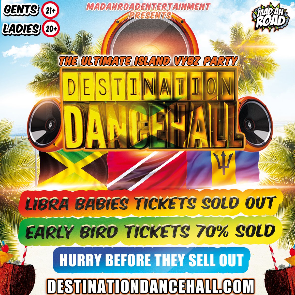 DJBLACKA's tweet photo. LESS THAN 10 EALRY BIRD TICKETS LEFT FOR
#DESTINATIONDANCEHALL
REP YOUR FLAG
π―π²π±π¨π§π§πΉπΉπ¬π©π»π¨πΈπΉπ°π³π΅π³
NOT ONE TO MISS! TELL A FRIEND TO TELL A FRIEND π£π£π£
https://t.co/gPqa8gfi0f https://t.co/5bYvj006es