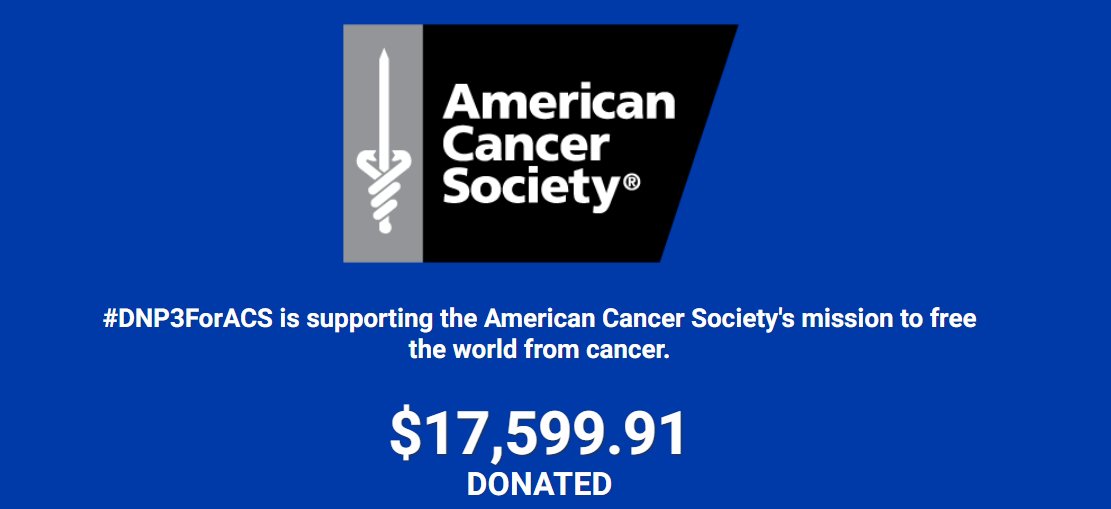 DNPthree's tweet photo. Tonight we raised over $17k towards the fight against cancer. Thank you @AmericanCancer for the interview and everyone who contributed. 

Big shout out to @CouveOne who always drops the insane support and donated nearly 4k tonight. https://t.co/cEx2dTkxLf