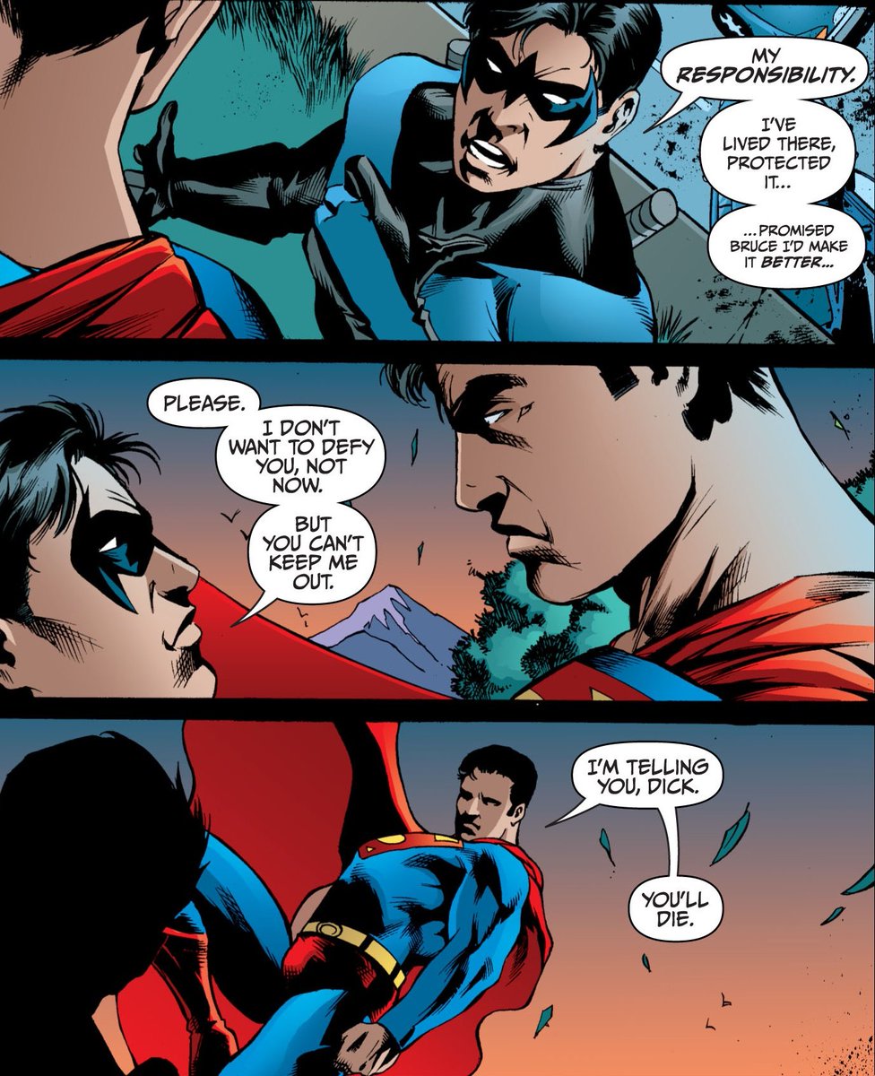 TheBat_Family's tweet photo. I love that Dick Grayson just couldn't not charge into Bludhaven to rescue whoever he could, even knowing the radiation would kill him. https://t.co/LGWqGuZO7N