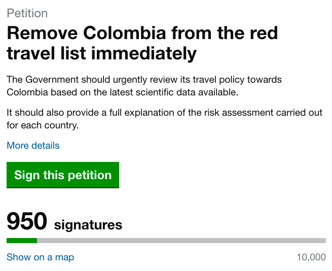 vkellawaywrites's tweet photo. 🇨🇴 🇬🇧 Families apart, students unable to start university, total block on visas... all when we are fully vaccinated, can test pre-flight, isolate and test-to-release. The data does not justify red-listing Colombia, almost 1,000 people say so, keep sharing! https://t.co/XZrCbzghlS https://t.co/TXCYFhFIgS
