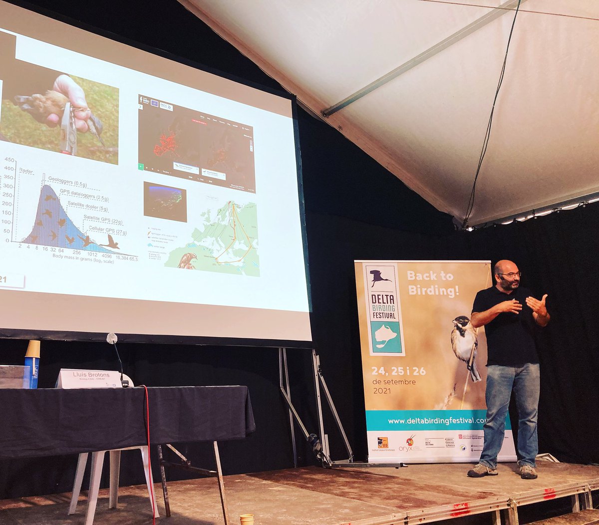 DeltaBirdingF's tweet photo. Lluis Brotons @lluisbrotons ens explica com la bioacústica ens pot donar informació sobre la migració #dbf21 #dbf2021 #backtobirding https://t.co/eyJI7h5aPs