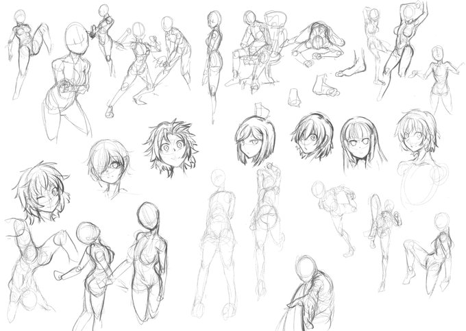 キャラのモーションは何となくでも描けるようになってきた気がするので、次からはキャラの顔を練習する 