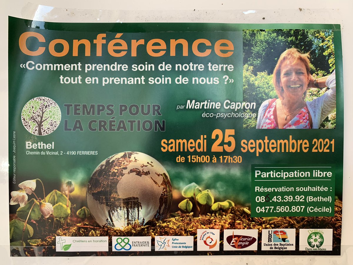 JPvanYpersele's tweet photo. Après une semaine chargée de conférences données et de rencontres, quel bonheur d’écouter mon épouse Martine Capron expliquer comment prendre soin de la Terre tout en prenant soin de nous #ecopsychologie https://t.co/lK4V6SCom3 @CapronMartine https://t.co/Q254KGCpe3