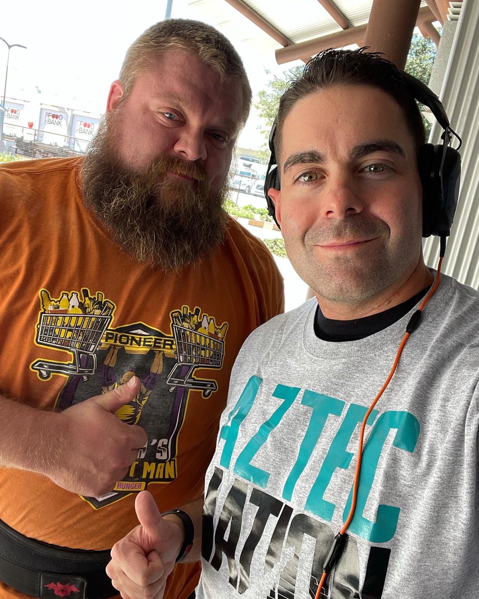 AztecNationLLC's tweet photo. Aztec Nation Board Member, @DJUnprotected at today’s “America’s Strongest Man” Competition in San Antonio with 2019 Champion, Wesley Claborn! 
#AztecNation https://t.co/aKH10ZQyv4